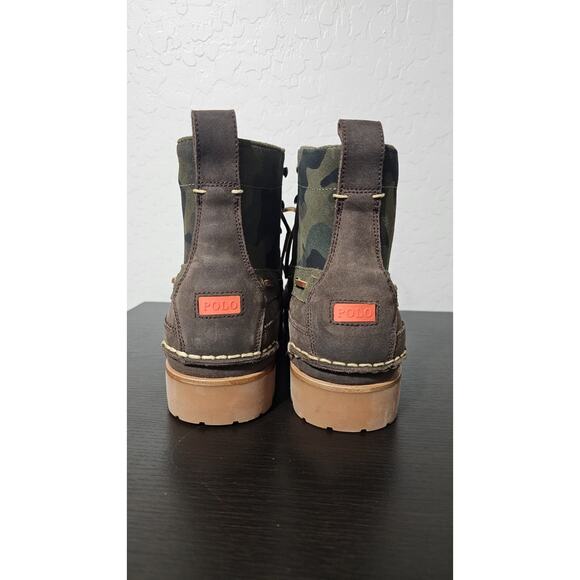 Polo Ralph Lauren Ranger Men size 13 Suede Green Camo Canvas Boots 17953 - Picture 4 of 6